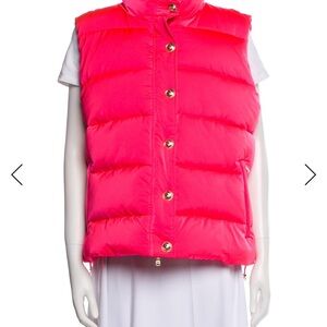 L'AGENCE Neon Coral Puffer Vest